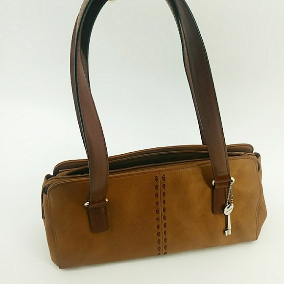 Vintage Fossil Genuine Leather Camel Shoulder Bag - Picture 3 of 14